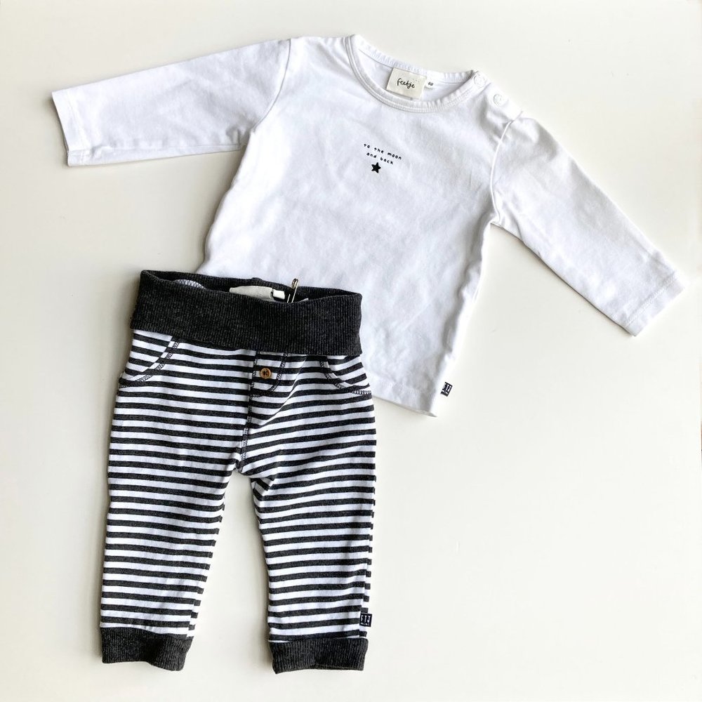 FEETJE MINI PERSON Puff Print Long Sleeve Top & Pull-on Pant, 6-9 months